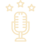 Vintage microphone icon with three stars, representing professional sound design and high-quality audio