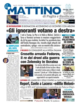 Prima Pagina "Il Mattino di Puglia e Basilicata"
