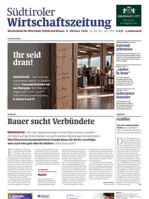 Prima Pagina "Südtiroler Wirtschaftszeitung"