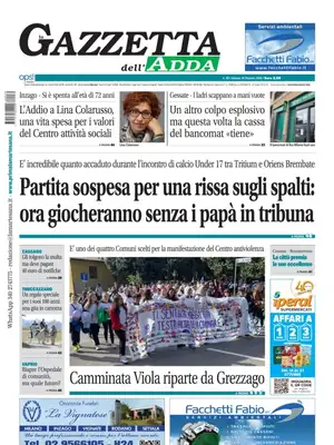 Prima Pagina "Gazzetta dell'Adda"