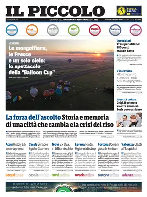 Prima Pagina "Il Piccolo | Alessandria"