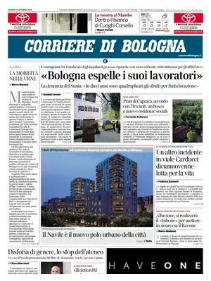 Prima Pagina "Corriere di Bologna"