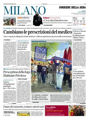 Prima Pagina "Corriere della Sera | Milano"