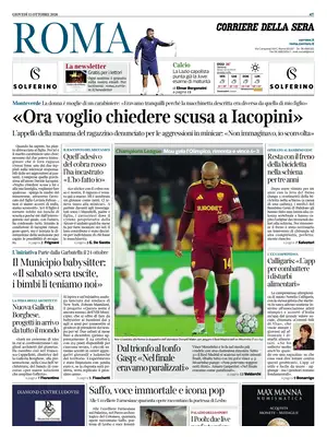 Prima Pagina "Corriere della Sera | Roma"