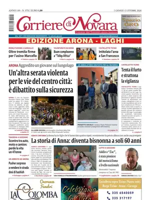 Prima Pagina "Corriere di Novara | Arona e Laghi"