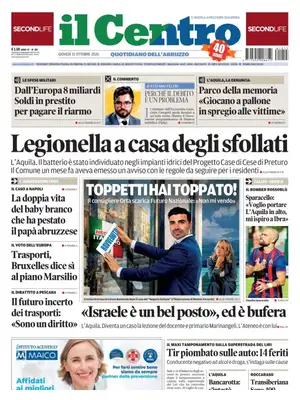 Prima Pagina "Il Centro | L'Aquila"