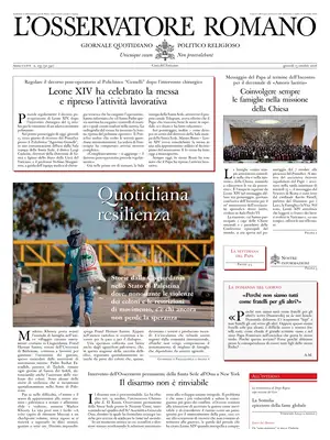 Prima Pagina "L'Osservatore Romano"