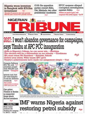 Prima Pagina "Nigerian Tribune"