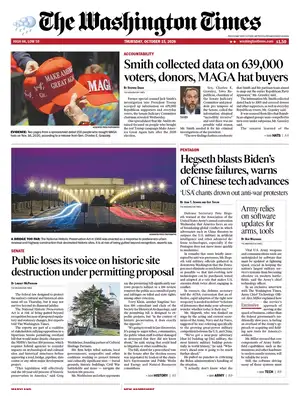 Prima Pagina "The Washington Times"