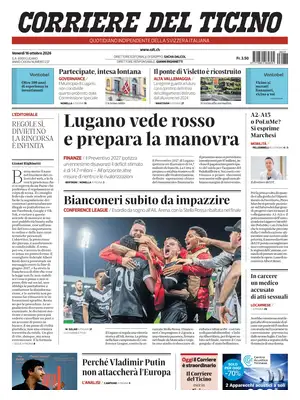 Prima Pagina "Corriere del Ticino"