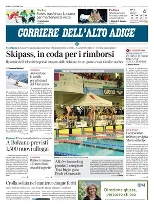 Prima Pagina "Corriere dell'Alto Adige"