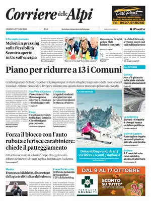 Prima Pagina "Corriere delle Alpi | Belluno"