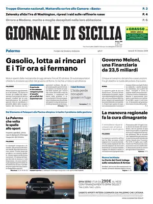Prima Pagina "Giornale di Sicilia | Palermo"
