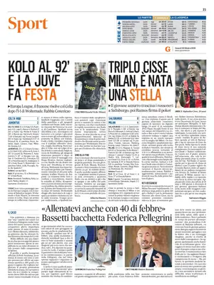 Prima Pagina "Il Gazzettino SPORT"