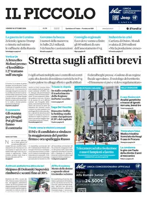 Prima Pagina "Il Piccolo | Trieste"