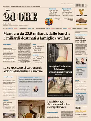 Prima Pagina "Il Sole 24 Ore"