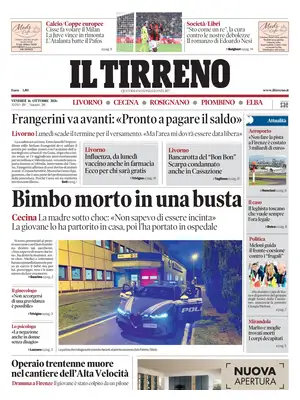Prima Pagina "Il Tirreno | Livorno, Cecina, Rosignano, Piombino, Elba"