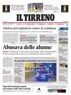 Prima Pagina "Il Tirreno | Lucca, Viareggio, Versilia, Massa, Carrara"