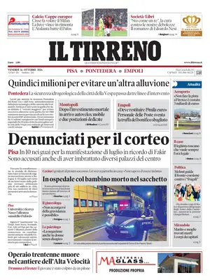 Prima Pagina "Il Tirreno | Pisa, Pontedera"