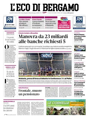 Prima Pagina "L'Eco di Bergamo"