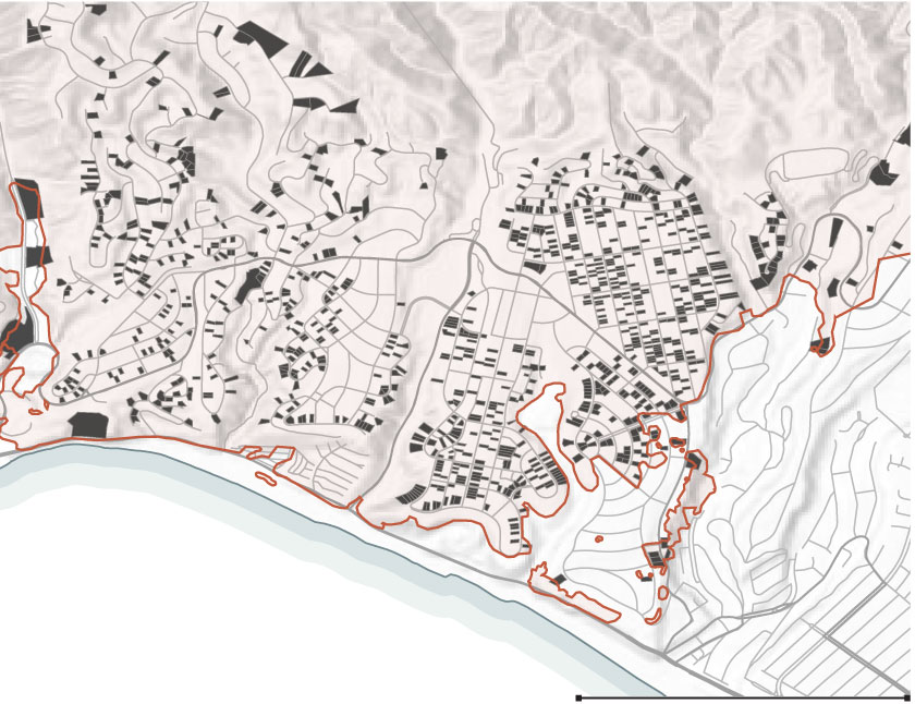 Map shows parcels burned by the Palisades fire that opted out for cleanup.