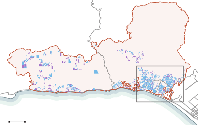 Maps of the Eaton and Palisades burned neighborhoods show property parcels where EPA removed hazardous materials or deferred the removal.
